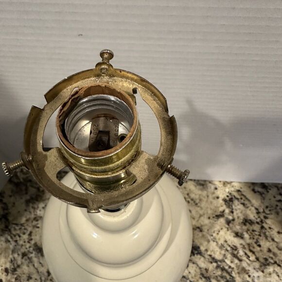 Vintage MCM Ginger Jar Table Lamp Beige Cream Ceramic Pottery 15.5" READ - Picture 12 of 13